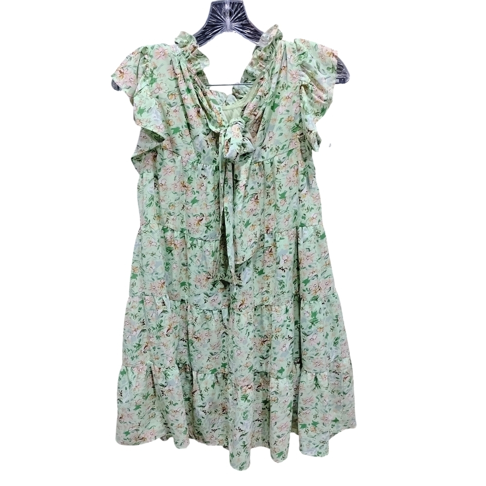 Entro Green Floral Ruffle Dress Size M - Picture 3 of 5